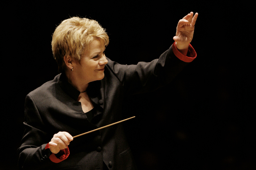 Conductor Marin Alsop in performance.